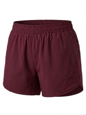 Plus Size Deep Burgundy Athletic Works Shorts 2 Side Pockets